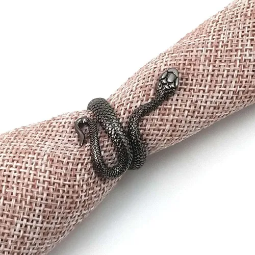 Vista 4 de Anillo de serpiente para mujeres y hombres, estilo vintage, gótico, serpiente, estilo punk, anillo de declaración de serpiente, ajustable
