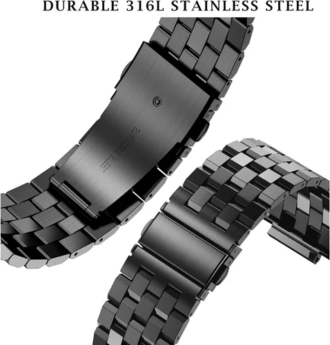 Vista 4 de SUPLINK Estuche de acero inoxidable y correa compatible con Apple Watch de 41 mm, 40 mm, 38 mm, protector de goma resistente para iWatch Apple Watch