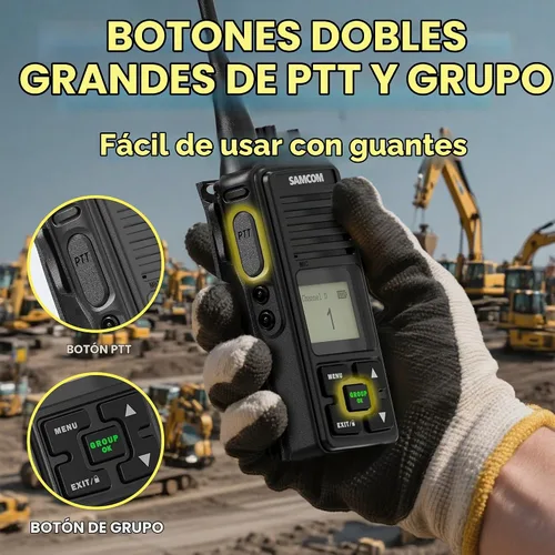 Vista 3 de SAMCOM FPCN10A Radio bidireccional con micrófono de altavoz impermeable (paquete de 2) Heavy Duty Long Range Walkie Talkies,20 Channels UHF
