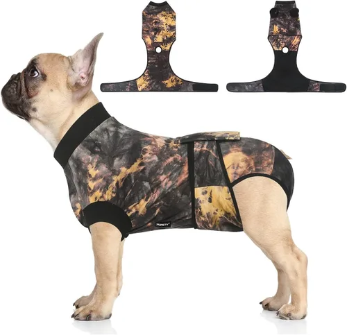 Vista 12 de Jiupety Traje de recuperación para perros ajustable, body para perros para heridas abdominales después de cirugía, collar electrónico sustituto Pink