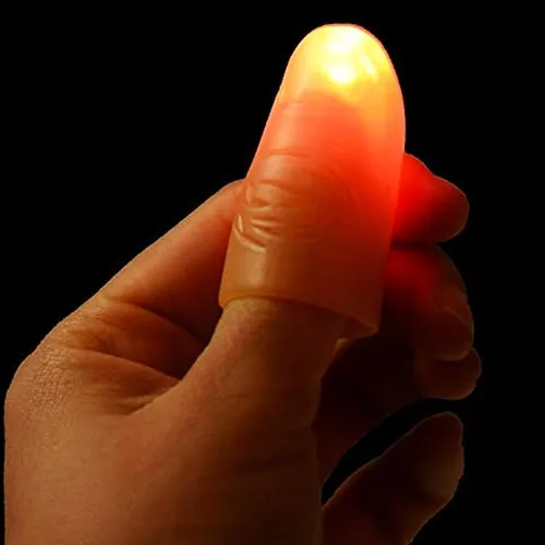 Vista 2 de blue-ther Puntas de pulgar con luz roja, trucos de magia para dedos falsos con luz LED mágica para accesorios de fiesta (10 pares)