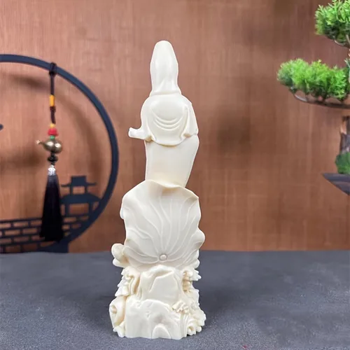 Vista 5 de Estatua de guanyin de Buda bebé de 7.09 pulgadas, estatua de quanyin de la divinidad de la misericordia para decoración de oficina en casa, estatua