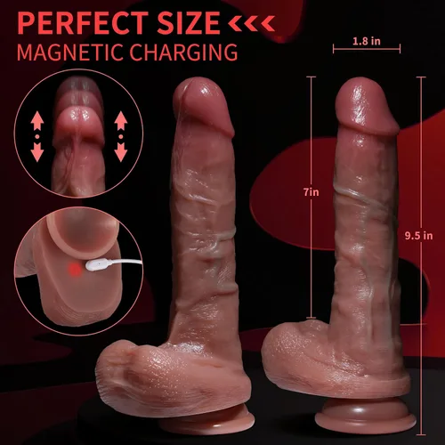 Vista 5 de Consolador de empuje realista juguete sexual - Consoladores sexuales con aplicación y control remoto con 5 modos de empuje y 10 modos de vibración