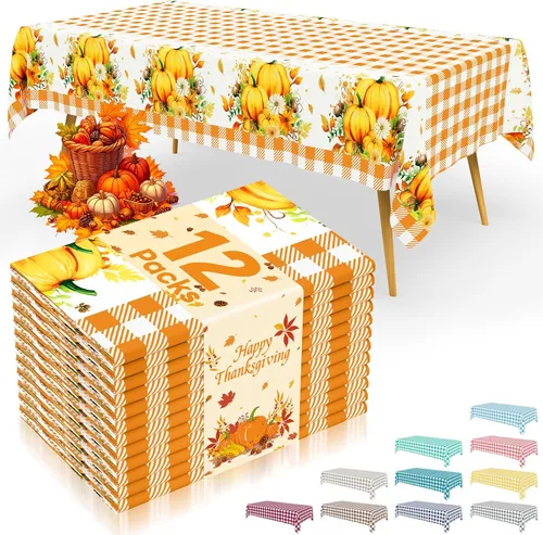 Vista 40 de Smiry 8 paquetes de manteles desechables Gingham, 54 x 108 pulgadas, manteles de plástico impermeables rectangulares en diseño a cuadros