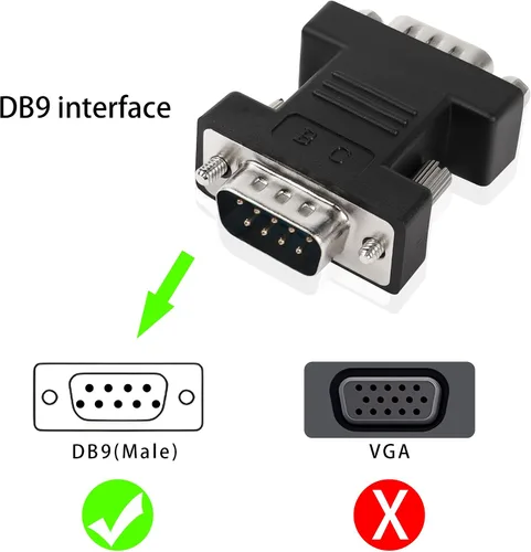 Vista 3 de QIANRENON RS232 DB9 macho a DB9 macho adaptador de conector extensor DB 9 Pin convertidor serial, para dispositivos de interfaz de comunicación