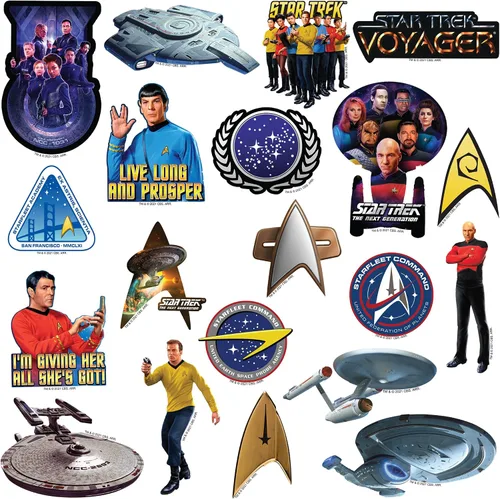 Vista 3 de Star Trek - Paquete de calcomanías de vinilo troqueladas grandes de lujo, paquete variado - Laptop, botella de agua, álbumes de recortes, tableta