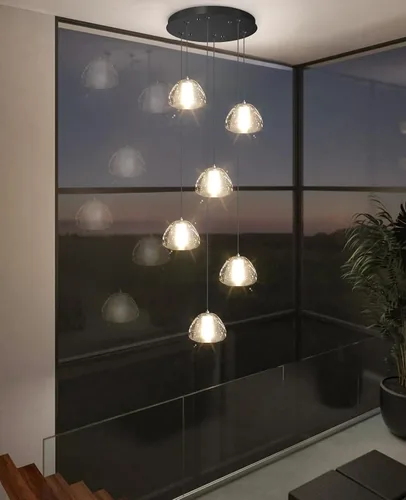 Vista 17 de Lámpara colgante moderna de cristal para isla de cocina, comedor, dormitorio, pasillo, color negro