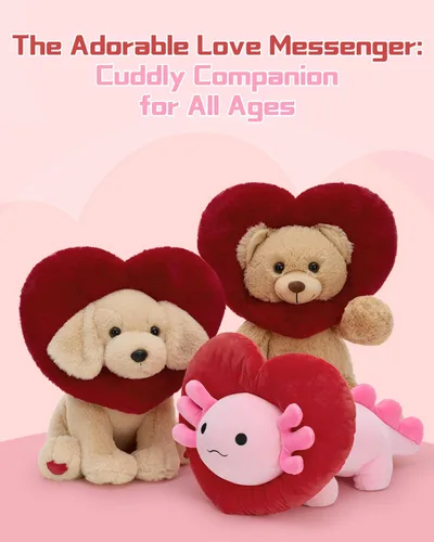Vista 6 de MaoGoLan Peluche de ajolote de San Valentín con capucha en forma de corazón, almohada de peluche de salamandra blanda y suave, regalo de peluche