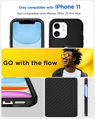 Vista 2 de AICase Funda para iPhone 11, resistente protección contra caídas, cuerpo completo, resistente, a prueba de golpes, militar, resistente, duradera