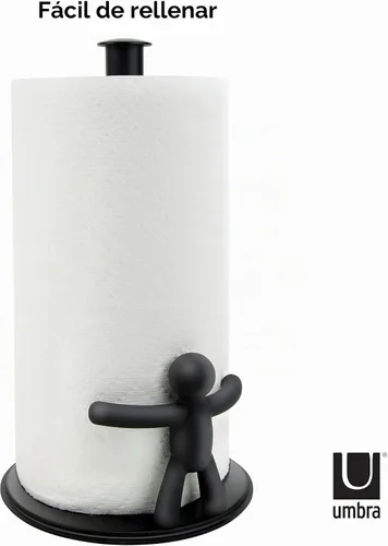 Vista 7 de Umbra Buddy - Toallero de papel para encimera, color negro Se adapta a rollos de toallas de papel estándar, encimera de cocina, baño, uso