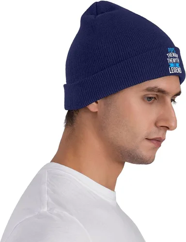 Vista 5 de Pops The Man The Myth The Legend Warm Winter Hats Black Thick Knit Cuff Beanie Cap with Lining Classic Men's