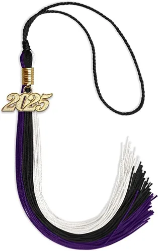 Vista 172 de Endea - Borla de graduación de triple color con gota de fecha dorada (negro/dorado/granate, 2020)