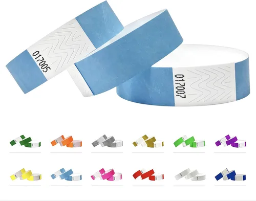 Vista 2 de Pulseras Tyvek – Paquete de 500 pulseras Tyvek de 3/4 pulgadas para eventos Rosado