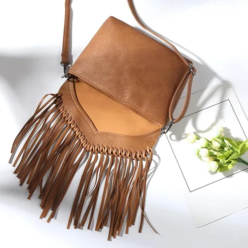 Vista 3 de Lytosmoo Fringe Purse for Women Vintage Leather Tassel Handbag Shoulder Bag Fringe Crossbody Bags Hobo Satchel Handbag