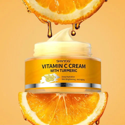 Vista 9 de SHVYOG Hidratante facial con vitamina C, crema facial de cúrcuma, hidratación antienvejecimiento, crema reafirmante e iluminadora para manchas