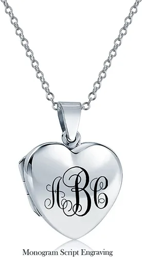 Vista 5 de Bling Jewelry Medallón de fotos en forma de corazón con forma de corazón para mujeres, adolescentes, para fotos, fotos, colgante, collar de plata 925