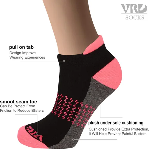 Vista 6 de VRD Womens Ankle Socks, Bamboo Rayon 6-Pairs Athletic Running Low Cut Socks With Tab