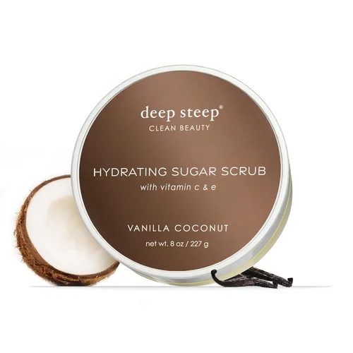 Vista 13 de Deep Steep Exfoliante de azúcar, vainilla de azúcar morena, 8 onzas, exfoliante corporal con aceite de coco orgánico, manteca de karité y aceite
