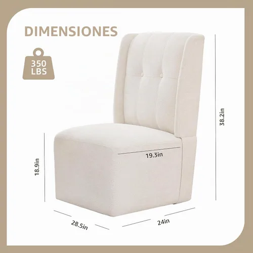 Vista 2 de Silla de comedor giratoria con ruedas, silla de comedor