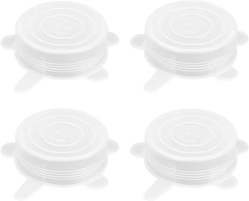 Vista 8 de Paquete de 4 tapas elásticas de silicona reutilizables de 4.5 pulgadas, fundas de silicona para almacenamiento de alimentos, tapas elásticas