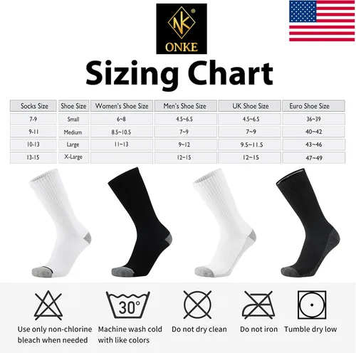 Vista 6 de ONKE - Calcetines de algodón absorbentes de humedad para entrenamiento, para hombre
