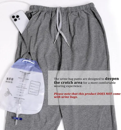 Vista 5 de Pantalones de catéter, pantalones para el cuidado de la incontinencia para hombres y mujeres, pantalones con soporte para bolsa de orina Foley