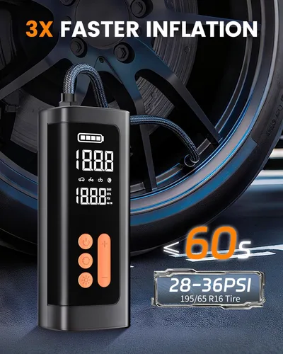 Vista 2 de Inflador de neumáticos, compresor de aire portátil, inalámbrico y de 12 V CC para automóviles, bicicletas, motocicletas, bolas de neumáticos