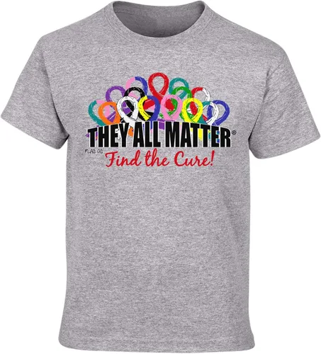 Vista 9 de Camiseta con cintas de concientización sobre el cáncer con texto en inglés «They All Matter Find The Cure» Negro