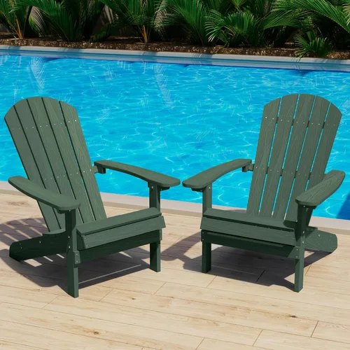 Vista 52 de YEFU Silla Adirondack de plástico resistente a la intemperie, sillas de patio con instalación fácil en 5 pasos, se ve exactamente como madera real