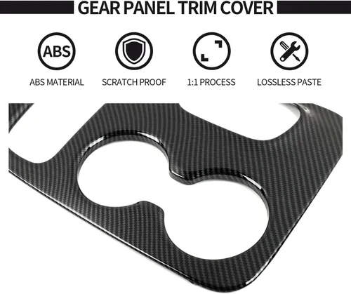 Vista 4 de Voodonala Cubierta de fibra de carbono para panel de palanca de cambios de consola central compatible con Dodge Durango 2018-2020 (2018-2020)