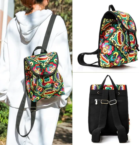 Vista 3 de Goodhan - Mochila de viaje para mujer, diseño clásico de bordado étnico