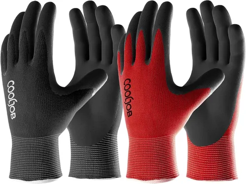 Vista 8 de COOLJOB Guantes de jardinería para hombres, 2 pares de goma transpirable con revestimiento de goma para jardín, paisajismo, trabajo exterior