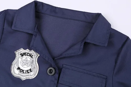 Vista 3 de Koatobbor Disfraz de policía para niñas, disfraz de policía para Halloween, cosplay con collar con insignia