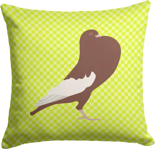Vista 193 de Caroline's Treasures BB8163PW1414 Beltsville - Almohada decorativa de tela a cuadros pequeños, color blanco, pavo y gallina azul, lavable a máquina