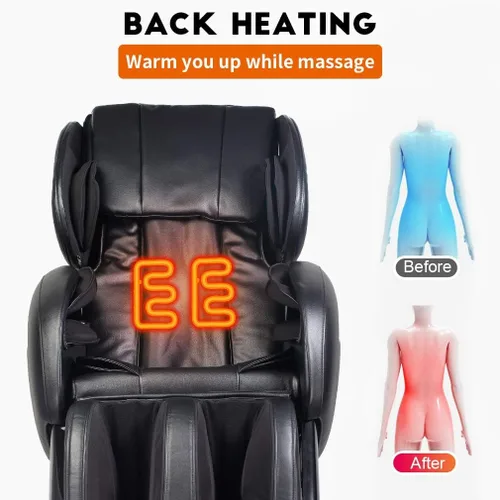 Vista 6 de BestMassage Silla de masaje de gravedad cero, cuerpo completo, silla eléctrica de masaje Shiatsu, reclinable con rodillos de pie, terapia de calor