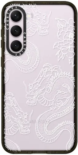 Vista 40 de CASETiFY Funda de impacto para Galaxy S22+ - Adhesivo Aries Moross, color negro transparente