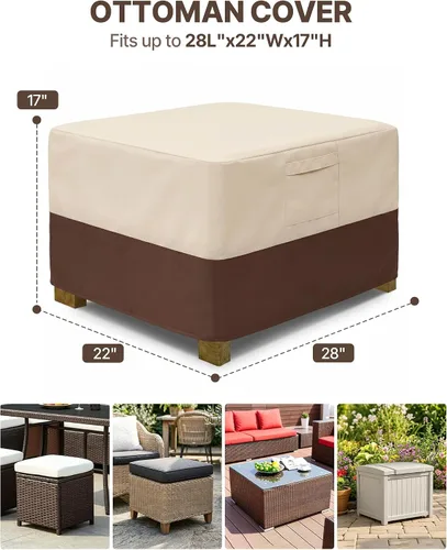 Vista 2 de Vailge - Funda de taburete para patio, impermeable, resistente, con asas acolchadas; ideal como cubierta para mesa auxiliar de patio, cubierta