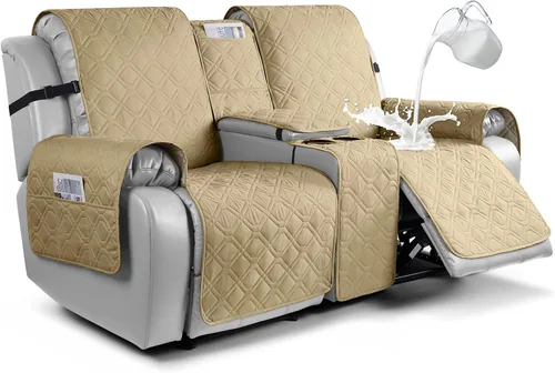Vista 15 de VANSOFY Funda para Sofá de Dos Plazas Reclinable con Consola 100% Impermeable Fundas de Sofá Antideslizantes Funda de Sofá Reclinable Dividida Azuree