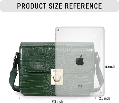 Vista 3 de Chinllo Bolso bandolera de hombro para mujer, bolso de bolsillo triple de piel sintética, bolso de mensajero con solapa