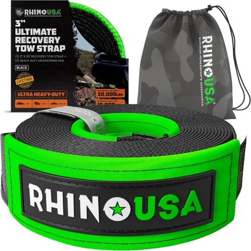 Vista 18 de Rhino USA Correa de remolque de recuperación (2 pulgadas x 20 pies) - Resistencia a la rotura de 20,024 libras - Correa de recuperación