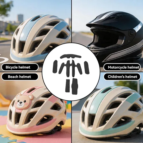 Vista 6 de Kit de acolchado para casco, juego de almohadillas de espuma universales para bicicleta, almohadillas de espuma de repuesto para bicicleta