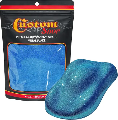 Vista 44 de Custom Shop - Purpurina metálica para pintura automotriz, oro brillante, 4 oz, micro escamas de metal de 0.004" para pintura de automóviles, aditivo