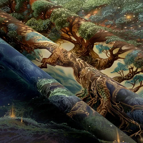 Vista 3 de Tapzen Tapiz de árbol de la vida para dormitorio, luna estrella, galaxia, bosque, naturaleza, decoración vertical de plantas bohemias para sala