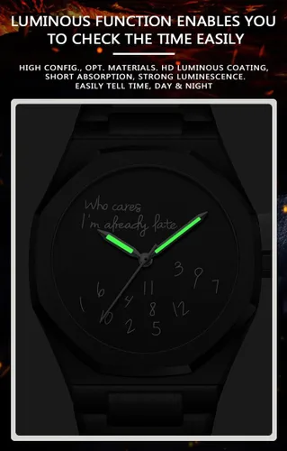 Vista 5 de FANMIS Reloj de pulsera de hombre de acero inoxidable analógico de moda con bisel octogonal minimalista con esfera humorística - Reloj impermeable