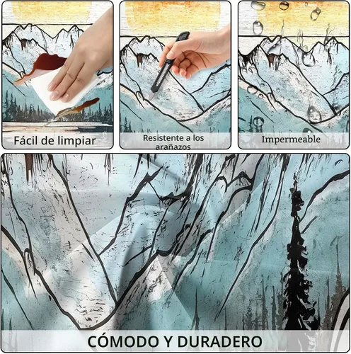 Vista 4 de Funda para Mesa de Picnic con Fundas para Bancos y Bolsa, Campista de Madera Impermeable Resistente al Viento, Cubierta de Mantel Ajustada con Borde