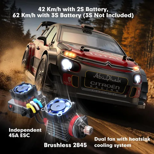 Vista 2 de MJX Hyper GO 14303 1/14 Citroen C3 Fast RC Cars para Adultos, Max 40mph RC Drift sin Escobillas con Giroscopio, 4WD RTR RC Rally de Alta Velocidad