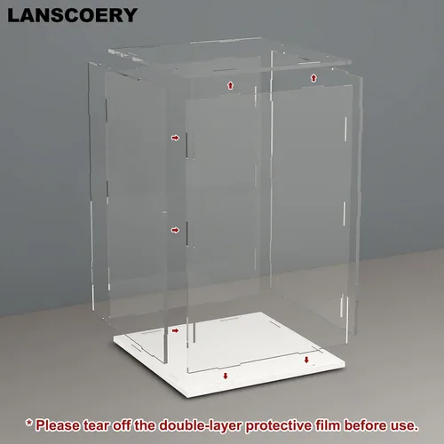Vista 4 de LANSCOERY Caja de exhibición acrílica, caja de exhibición para armar para coleccionables, con diseño de exhibición a prueba de polvo y sin costuras