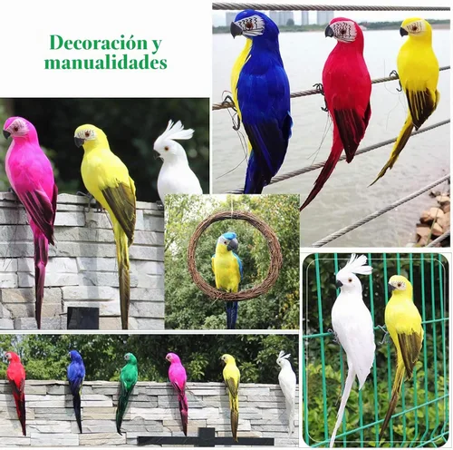 Vista 8 de LWINGFLYER Loro Artificial Verde de Tamaño Real con Plumas de Espuma, Pájaros Guacamayo para Decoración de Disfraces, Ornamento de Hombro