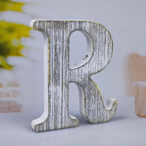 Vista 18 de Letras de madera rústica sin terminar de 6 pulgadas para decoración de pared, letras decorativas de pie en rodajas, decoración de tablero