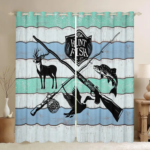 Vista 44 de Cortinas opacas de camuflaje con bandera estadounidense, regalo para niños, cortina de ventana de camuflaje verde con rayas negras, estrellas